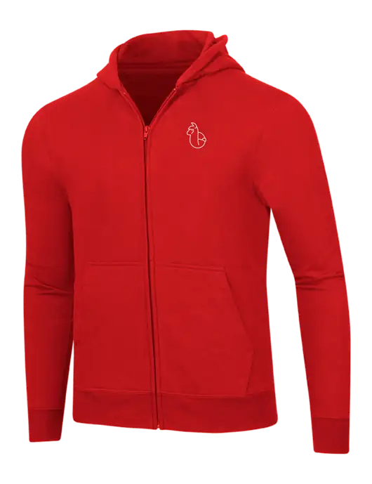 Bright Red 8.5 oz Ring Spun Zip Hooded Sweatshirt w/Alpac Logo