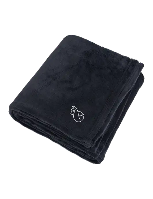 Oversized Deep Black Ultra Plush Blanket w/Alpac Logo