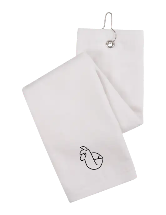 White Tri-Fold Golf Towel with Grommet w/Alpac Logo