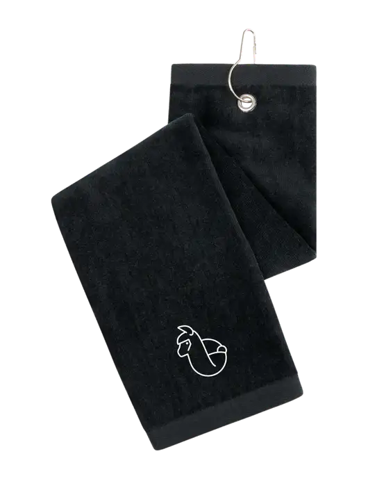 Black Tri-Fold Golf Towel with Grommet w/Alpac Logo