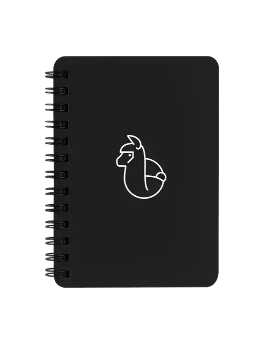 Sturdy Black Hardcover Notebook, 5.25 x 7 w/Alpac Logo