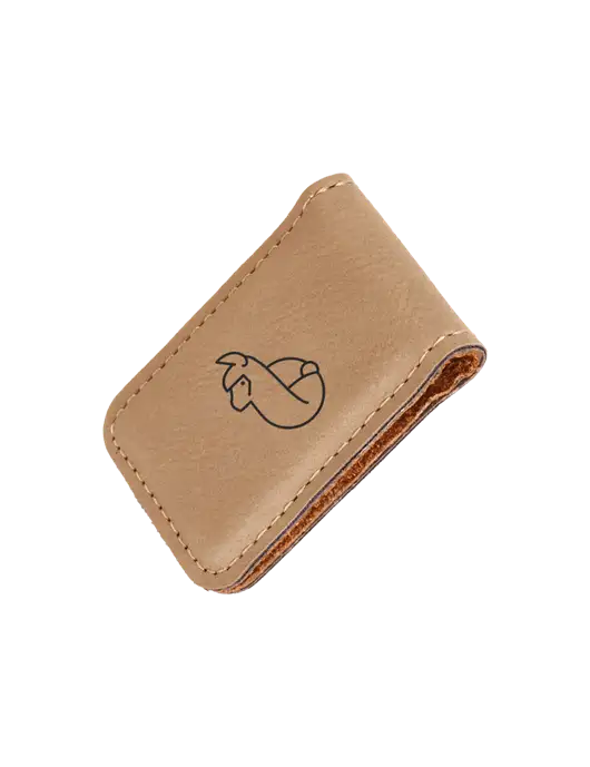 Tan Leatherette Money Clip w/Alpac Logo