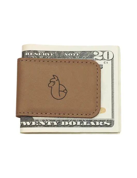 Tan Leatherette Money Clip w/Alpac Logo