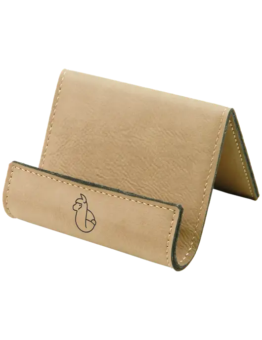 Tan Leatherette Card & Phone Holder w/Alpac Logo