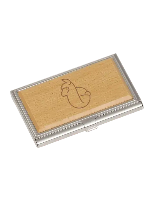 Wood & Silver Business Card Case w/Alpac Logo