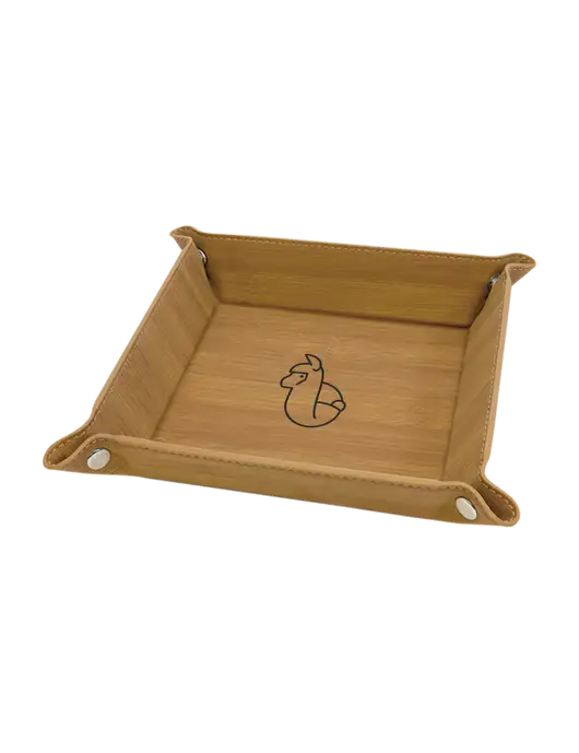 Bamboo Leatherette Valet Tray, 6 x 6 w/Alpac Logo