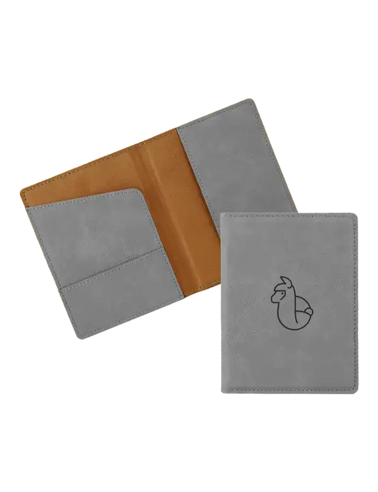 Grey Leatherette Passport Holder w/Alpac Logo