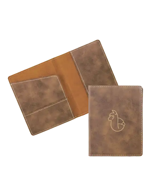 Rustic Leatherette Passport Holder w/Alpac Logo