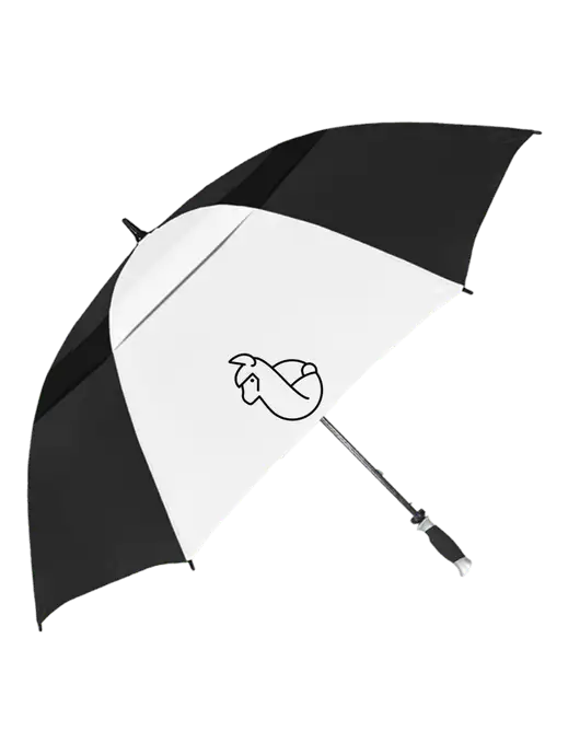 Black/White Vented Typhoon Tamer Golf Umbrella w/Alpac Logo