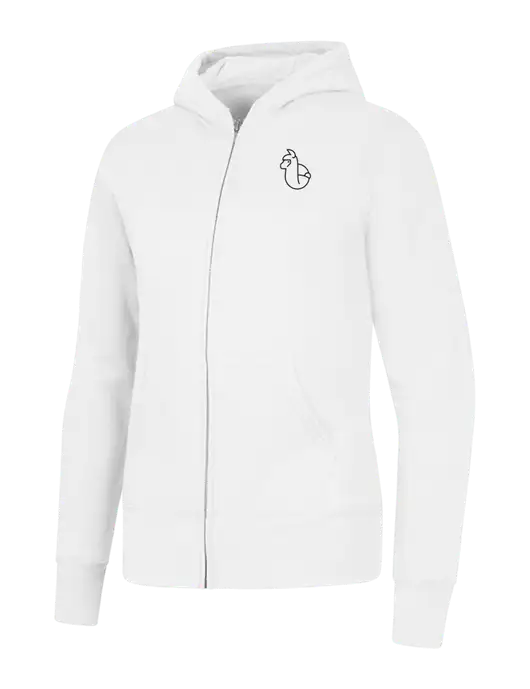 White Womens Core Fleece Full-Zip Hooded Sweatshirt w/Alpac Logo