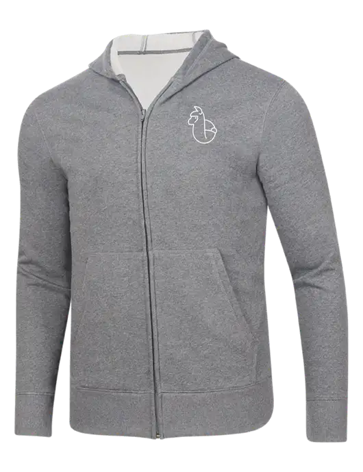 Full-Zip Medium Grey Heather Heavyweight Hooded Sweatshirt w/Alpac Logo