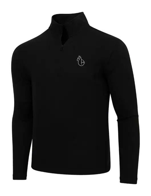 Adidas  Black Melange 3 Stripes Quarter Zip Sweater w/Alpac Logo