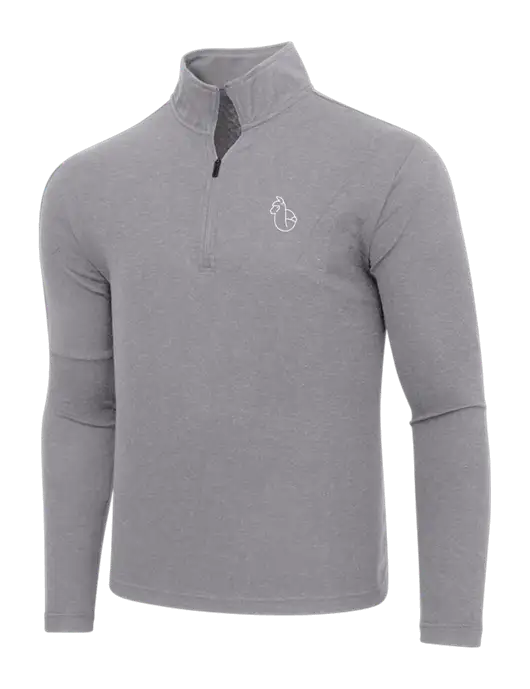 Adidas Medium Grey Melange 3 Stripes Quarter Zip Sweater w/Alpac Logo