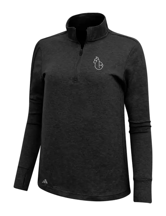 Adidas Black Melange Womens 3 Stripes Quarter Zip Sweater w/Alpac Logo