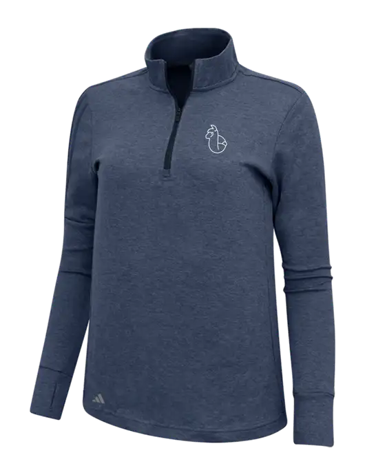 Adidas Navy Melange Womens 3 Stripes Quarter Zip Sweater w/Alpac Logo