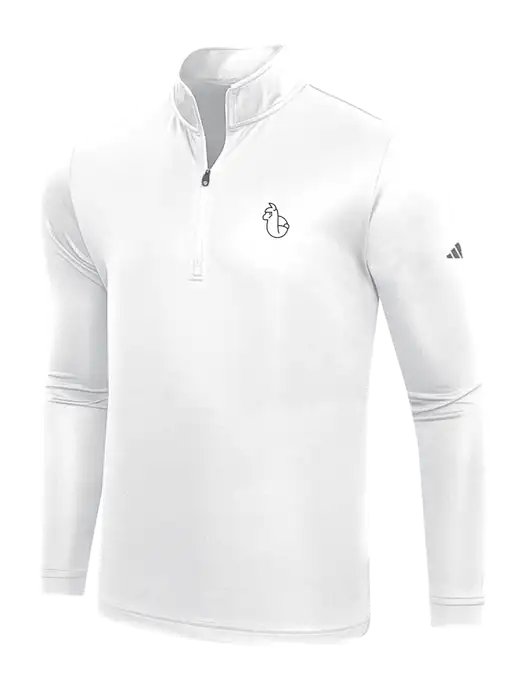 Adidas White  Lightweight Quarter Zip Pullover w/Alpac Logo