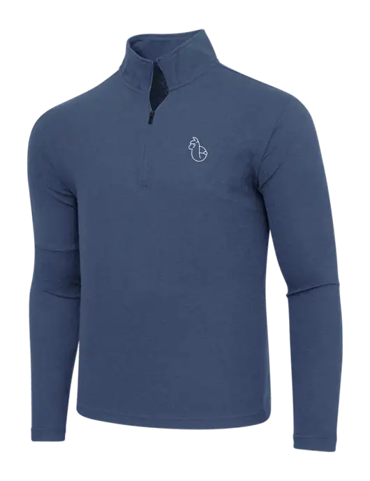 Adidas  Navy  Melange 3 Stripes Quarter Zip Sweater w/Alpac Logo