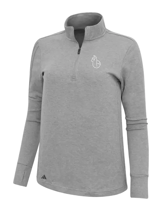 Adidas Light Grey Melange Womens 3 Stripes Quarter Zip Sweater w/Alpac Logo