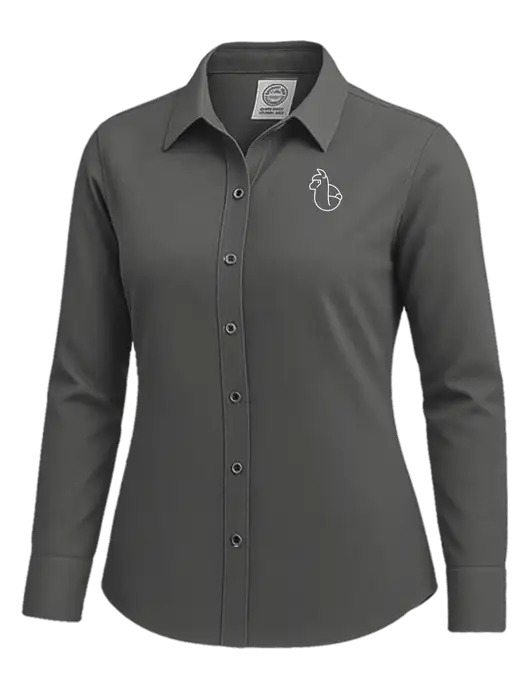 Brooks Brothers Womens Dark Grey Wrinkle-Free Stretch Nailhead Shirt w/Alpac Logo