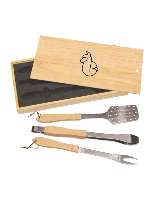 Wood BBQ Gift Set w/Alpac Logo