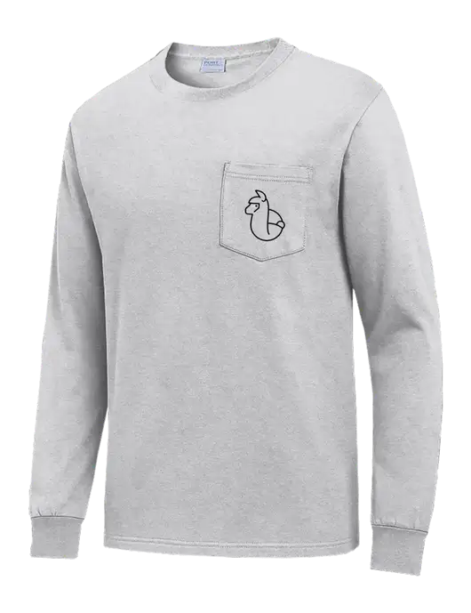 Light Grey Heather Long Sleeve Heavyweight 6.1 oz Pocket T-Shirt w/Alpac Logo