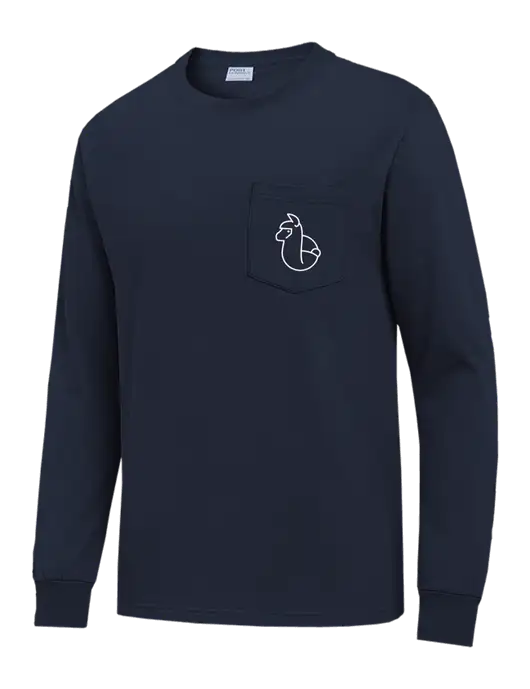 Navy Long Sleeve Heavyweight 6.1 oz Pocket T-Shirt w/Alpac Logo