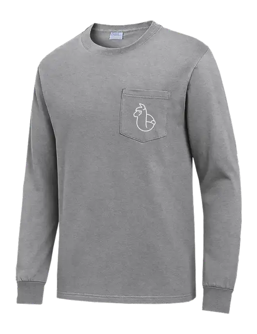 Medium Grey Heather Long Sleeve Heavyweight 6.1 oz Pocket T-Shirt w/Alpac Logo