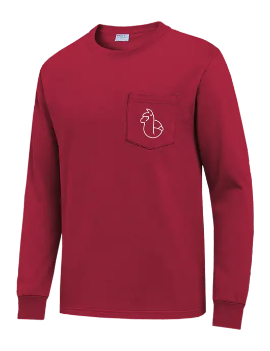 Red Long Sleeve Heavyweight 6.1 oz Pocket T-Shirt w/Alpac Logo