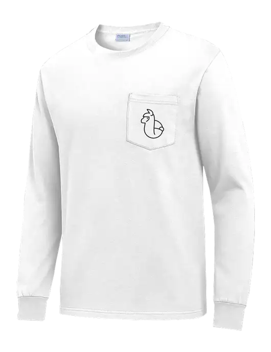 White Long Sleeve Heavyweight 6.1 oz Pocket T-Shirt w/Alpac Logo