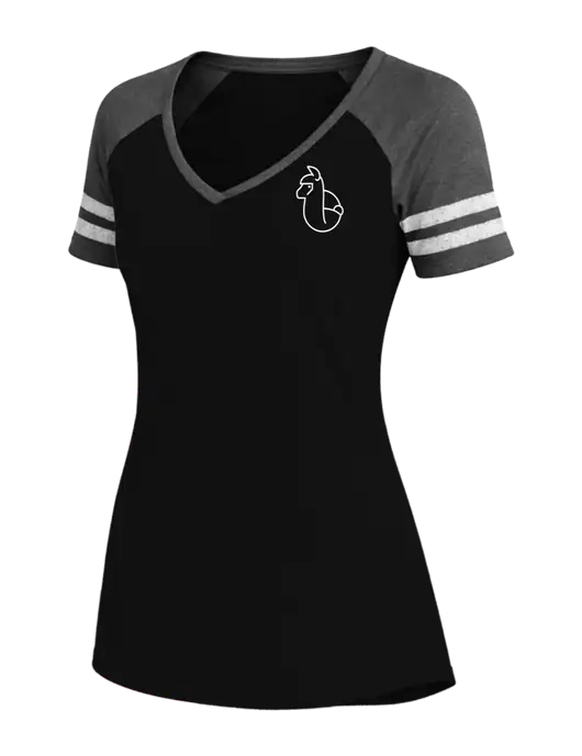 Womens Black/Charcoal Heather V-Neck Game Tee w/Alpac Logo