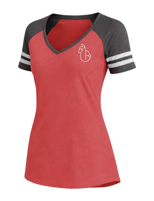 Womens Red Heather/Charcoal Heather V-Neck Game Tee w/Alpac Logo