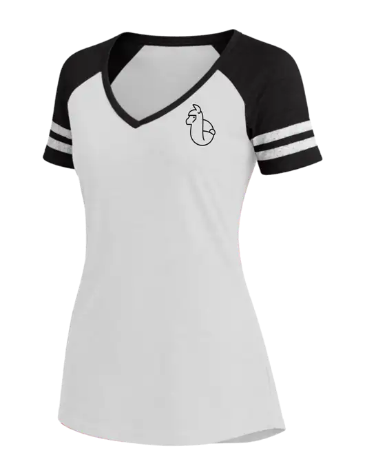 Womens White/Black V-Neck Game Tee w/Alpac Logo