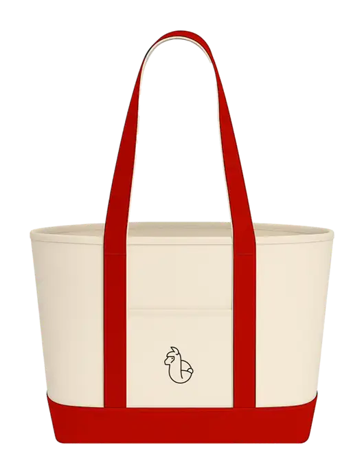 Natural/Red Large Sturdy Cotton Canvas Carryall  w/Alpac Logo