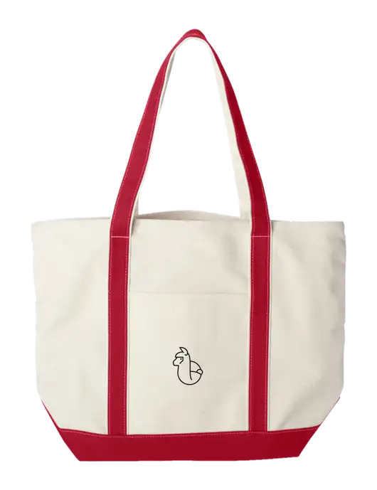 Extra Large Natural/Red Sturdy Canvas Carryall w/Alpac Logo