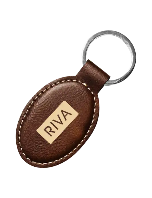 Rustic Leatherette Oval Keychain w/RIVA Logo