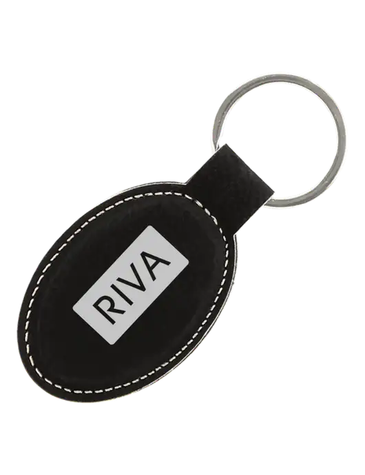 Black Leatherette Oval Keychain w/RIVA Logo