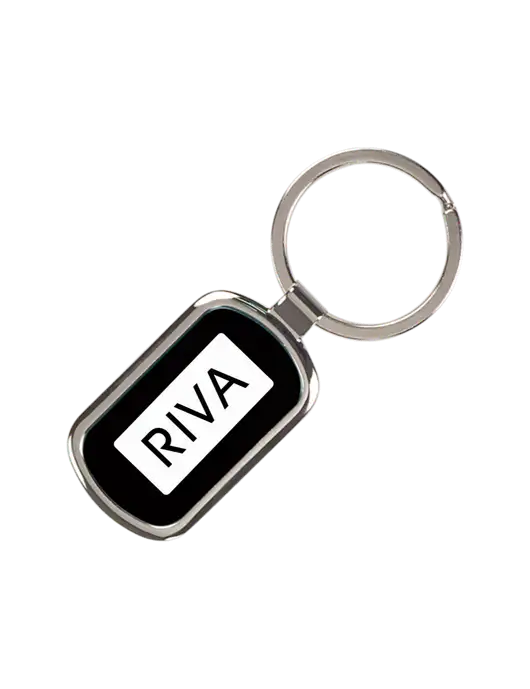 Black Laserable Rectangle Keychain w/RIVA Logo