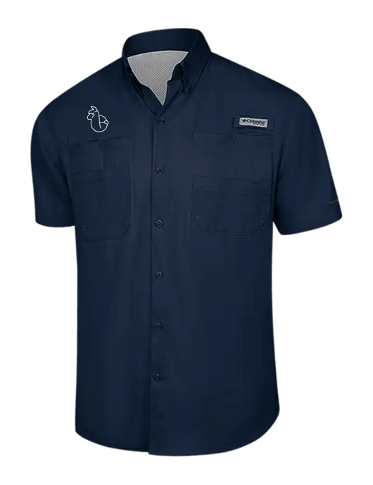 Columbia Navy PFG Tamiami II Short Sleeve Shirt w/Alpac Logo