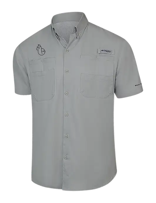Columbia Light Grey PFG Tamiami II Short Sleeve Shirt w/Alpac Logo