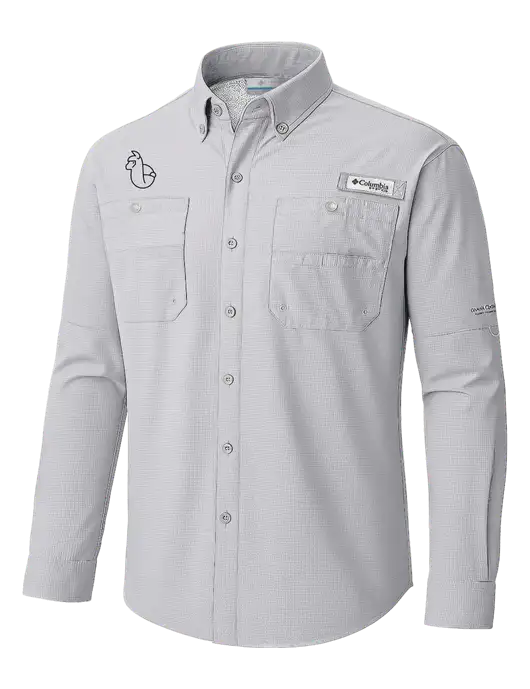 Columbia Cool Grey PFG Tamiami II Long SleeveShirt w/Alpac Logo