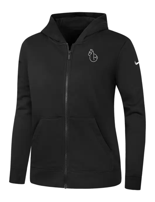 Nike Womens Club Fleece Sleeve Swoosh Full-Zip Black Hoodie w/Alpac Logo