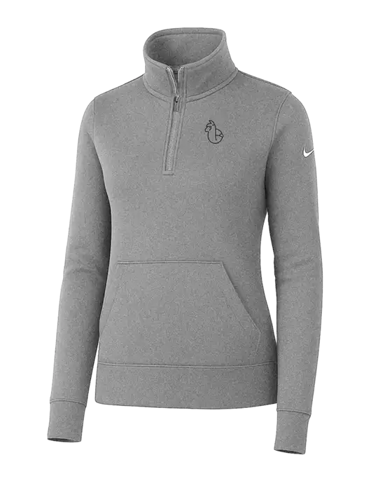 Nike Womens Light Grey Heather Club Fleece Sleeve Swoosh 1/2-Zip w/Alpac Logo