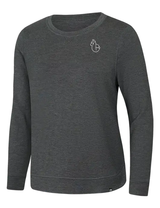 TravisMathew Womens Dark Grey Heather Lightweight Long Weekend Crew w/Alpac Logo