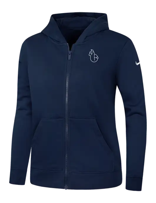 Nike Womens Club Fleece Sleeve Swoosh Full-Zip Dark Navy Hoodie w/Alpac Logo