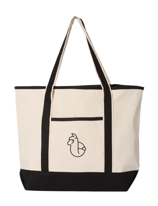 Natural/Black Large Canvas Deluxe Tote w/Alpac Logo