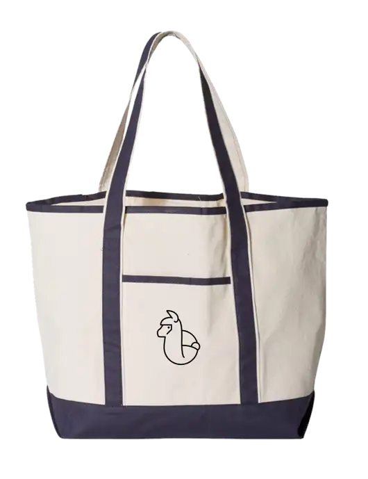 Natural/Navy Large Canvas Deluxe Tote w/Alpac Logo