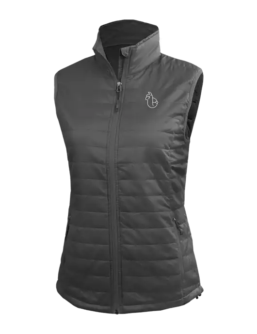 Womens Packable Dark Grey Puffy Vest w/Alpac Logo