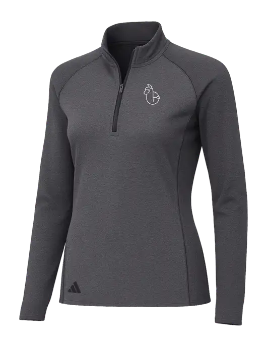 Adidas Womens Black Melange Space Dyed Quarter-Zip Pullover  w/Alpac Logo