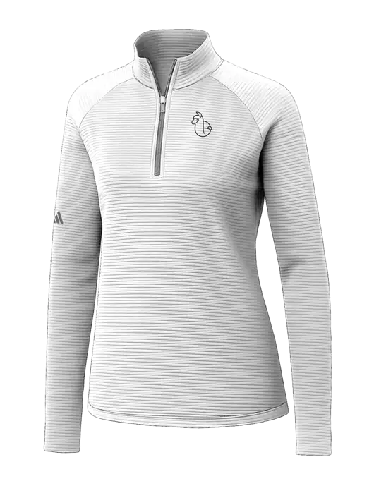 Adidas Womens White Spacer Quarter-Zip Pullover  w/Alpac Logo