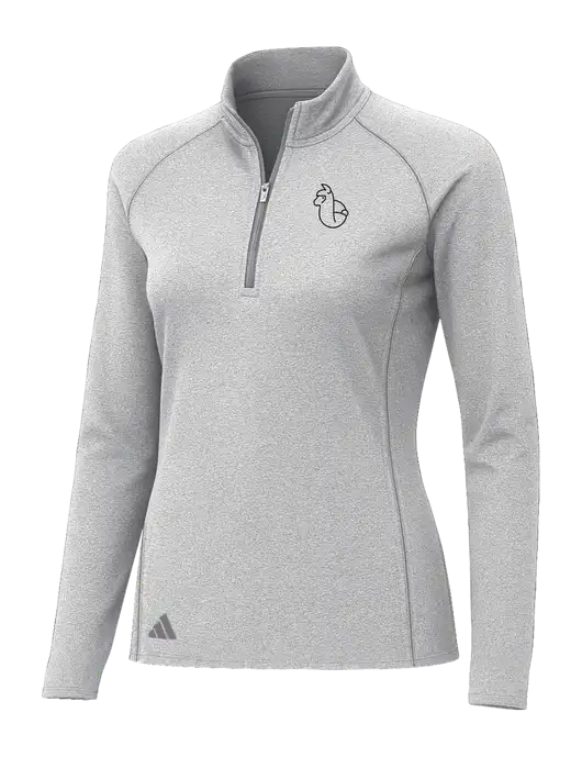 Adidas Womens Light Grey Heather Space Dyed Quarter-Zip Pullover  w/Alpac Logo